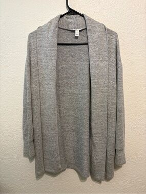 Daily Ritual Heather Gray Open-Front Knit Cardigan